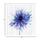 Ambesonne Watercolor Flower Shower Curtain, Single Large Petite Cornflower Plain Background Mother Earth Paint, Cloth Fabric Bathroom Decor Set with Hooks, 69" W x 70" L, Navy Blue White