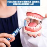 KISEER Light Blue Denture Bath Case Cup Box Holder Storage Container with Denture Cleaner Brush Strainer Basket for Travel Cleaning