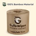 Premium Bamboo Toilet Paper | Organic Ultra Soft | Extra Thick 3 Ply | 400 Sheets | Chemical Free | Non Toxic & Chlorine Free | Sustainable Septic Safe Toilet Paper | 12 Mega Rolls by GoTo Wipes