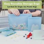 WeeSprout Reusable Silicone Bags (Set of 3) 100% Food Grade Storage Containers, Leakproof, Dishwasher & Microwave Safe, Snack, Sandwich, Quart, & Half Gallon Sizes