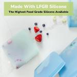 WeeSprout Reusable Silicone Bags (Set of 3) 100% Food Grade Storage Containers, Leakproof, Dishwasher & Microwave Safe, Snack, Sandwich, Quart, & Half Gallon Sizes