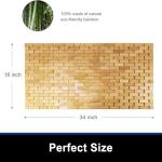 Bamboo Bath Mat Bathroom Runner Long Large Rugs Floor Wood Shower Bathtub Waterproof Non Slip Accessories 16x34 Inch Easy to Clean, Natural, 1 pc