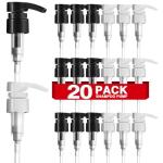 20-Pack Shampoo Pumps for Liter 33.8 oz Shampoo and Conditioner, Pump Dispenser Fits Most Salon Bottles with 1.1 inch Wide Opening, Black & White Replacement Pump for Soft Hair Products, Body Wash