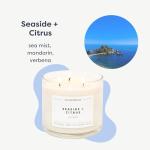Calyan Wax Co. Seaside & Citrus 3 Wick Scented Candle - 43 Hour Burn - Luxury 3 Wick Soy Candles - Non Toxic Soy Wax Candles - Long Lasting Large Glass Jar Candle for Home - 14.9oz