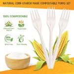 Gezond Compostable Forks 50 Count 7 Inch No Plastic Disposable Forks Heavy-duty Cutlery Set Eco-Friendly Utensils for Party Wedding Camping Office Picnic