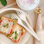 Gezond Compostable Forks 50 Count 7 Inch No Plastic Disposable Forks Heavy-duty Cutlery Set Eco-Friendly Utensils for Party Wedding Camping Office Picnic