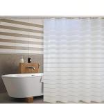 Gonelle Eco-Friendly PEVA Shower Curtain Liner – Waterproof, Quick-Dry & Odorless, Minimalist Semi-Transparent Plaid Design – 71×71″ with Hooks，Clear Stripes
