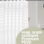 Gonelle Eco-Friendly PEVA Shower Curtain Liner – Waterproof, Quick-Dry & Odorless, Minimalist Semi-Transparent Plaid Design – 71×71″ with Hooks，Clear Stripes