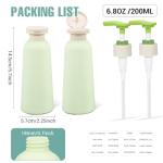 UMETASS 6.7oz Travel Shampoo Bottle with Flip Cap, Refillable Plastic Pump Bottles Dispenser for Soap, Shampoo, Lotions, Liquid Body Wash, Creams and Massage Oil (2Pack, 6.7oz/200ml)