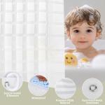 Gonelle Eco-Friendly PEVA Shower Curtain Liner – Waterproof, Quick-Dry & Odorless, Minimalist Semi-Transparent Plaid Design – 71×71″ with Hooks，Clear Stripes