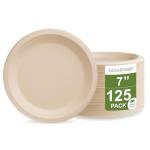 125 Eco-Friendly 7" Compostable Sugarcane Plates