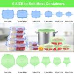 ONEGOL Silicone Stretch Lids for Food Storage in Fridge, 12 Pack Silicone Lids, Reusable Food Grade Silicone Bowl Covers for Cups, Bowls and Dish, 6 Sizes Round and Rectangle Shape