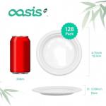 OasisSN 𝟔 𝐈𝐧𝐜𝐡, 𝟏𝟐𝟖-𝐏𝐚𝐜𝐤 Compostable Paper Plates, Heavy-Duty Biodegradable Disposable Dish Made from Bagasse, Perfeck for Snacks, Desserts, Party, Wedding and More (White)