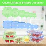ONEGOL Silicone Stretch Lids for Food Storage in Fridge, 12 Pack Silicone Lids, Reusable Food Grade Silicone Bowl Covers for Cups, Bowls and Dish, 6 Sizes Round and Rectangle Shape