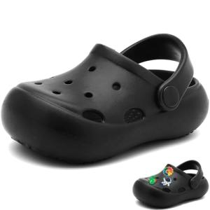 Toddler Clogs Classic Boys Girls Water Shoes Kids Slip On Sandals Children Summer Slippers Garden Beach Pool Shower Slides Black