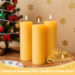 3 Pack Natural Beeswax Pillar Candles,2x6in Large Pure Beeswax Candles-180 Hours Long Burning,Organic Bees Wax Candles for Home,Prayer,Emergency,Smokeless Dripless Organic Pillar Candles Bulk