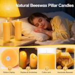 3 Pack Natural Beeswax Pillar Candles,2x6in Large Pure Beeswax Candles-180 Hours Long Burning,Organic Bees Wax Candles for Home,Prayer,Emergency,Smokeless Dripless Organic Pillar Candles Bulk
