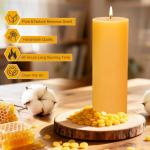 3 Pack Natural Beeswax Pillar Candles,2x6in Large Pure Beeswax Candles-180 Hours Long Burning,Organic Bees Wax Candles for Home,Prayer,Emergency,Smokeless Dripless Organic Pillar Candles Bulk