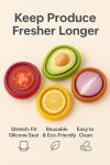 Set of 4 Reusable Fresh Pods – Anti-Oxidation Silicone Food Savers for Avocado, Onion, Tomato, Lemon & Garlic | BPA-Free Airtight Vegetable & Fruit Storage Containers for Fridge