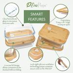EcoPreps Glass Meal Prep Containers with Bamboo Lids (3 Pack) - 100% Plastic Free, Eco-Friendly Lunch Containers, Bamboo Lid Storage Container Set - Microwave Safe Glass Food Storage Container Set