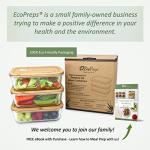 EcoPreps Glass Meal Prep Containers with Bamboo Lids (3 Pack) - 100% Plastic Free, Eco-Friendly Lunch Containers, Bamboo Lid Storage Container Set - Microwave Safe Glass Food Storage Container Set