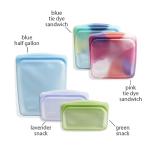 Stasher Premium Silicone Reusable Food Storage Bags, 5-Pack, Tie Dye Multi, Multi-Use Food Storage Bags, Lunch Bag, Travel Containers, BPA Free, Leak-free, Dishwasher-Safe, Eco-friendly