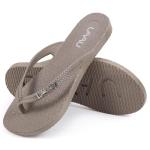 LAVAU Brown Flip Flops for Women, Rubber Thong Style Sandals, Summer Casual Water Shoes for Beach and Shower W-huihe-7