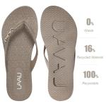 LAVAU Brown Flip Flops for Women, Rubber Thong Style Sandals, Summer Casual Water Shoes for Beach and Shower W-huihe-7