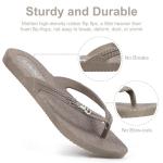 LAVAU Brown Flip Flops for Women, Rubber Thong Style Sandals, Summer Casual Water Shoes for Beach and Shower W-huihe-7