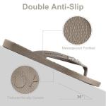 LAVAU Brown Flip Flops for Women, Rubber Thong Style Sandals, Summer Casual Water Shoes for Beach and Shower W-huihe-7