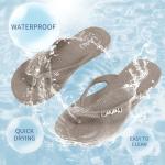 LAVAU Brown Flip Flops for Women, Rubber Thong Style Sandals, Summer Casual Water Shoes for Beach and Shower W-huihe-7