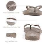 LAVAU Brown Flip Flops for Women, Rubber Thong Style Sandals, Summer Casual Water Shoes for Beach and Shower W-huihe-7