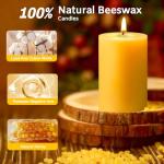 3 Pack Natural Beeswax Pillar Candles,Long Burning Unscented Pure Beeswax Candles Set,Smokeless Dripless Organic Pillar Candles Bulk for Home Decor,Prayer,Emergency,2x2in,2x3in,2x4in