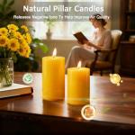 3 Pack Natural Beeswax Pillar Candles,Long Burning Unscented Pure Beeswax Candles Set,Smokeless Dripless Organic Pillar Candles Bulk for Home Decor,Prayer,Emergency,2x2in,2x3in,2x4in