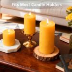 3 Pack Natural Beeswax Pillar Candles,Long Burning Unscented Pure Beeswax Candles Set,Smokeless Dripless Organic Pillar Candles Bulk for Home Decor,Prayer,Emergency,2x2in,2x3in,2x4in