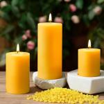 3 Pack Natural Beeswax Pillar Candles,Long Burning Unscented Pure Beeswax Candles Set,Smokeless Dripless Organic Pillar Candles Bulk for Home Decor,Prayer,Emergency,2x2in,2x3in,2x4in