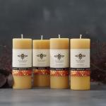 Big Dipper Wax Works 100% Pure Beeswax Pillar Candle 4 Pack, 2" x 4.75", Handmade in USA, 40 Hour Burn, Honey Aroma, Clean Soot-Free, Eco-Friendly Cotton Wick, Gift Set for Home Décor & Meditation