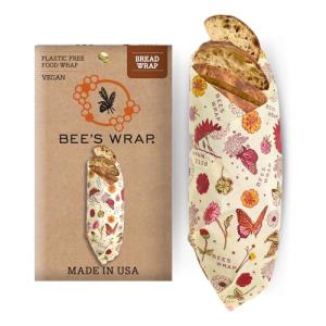 Bee's Wrap Vegan Beeswax Wraps for Food - Bread Wrap - Made in USA Reusable Bread Storage Bags - Organic & Eco-Friendly Alternative to Aluminum Foil, Sourdough Bags & Plastic Wrap, Vegan Meadow Magic