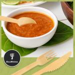 EcoRhine - Disposable Bamboo Cutlery Set - 350 PCS Bamboo Utensil Set with 120 Compostable Forks, 120 Spoons, and 110 Knives - Disposable Cutlery Set for Outdoor, Party, Camping & More