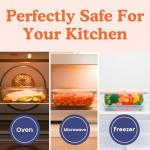 Non-Toxic 35 Oz (4.4 Cup) Glass Storage Containers with Lids – Plastic Free Meal Prep Containers for Lunch, Airtight Food Storage, Microwave and Freezer Safe, 4 Pack - Ziruma