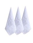 BonjourMrsMr Ladies Womes White Embroidery Cotton Handkerchiefs Wedding Hankies Scalloped 3PCS