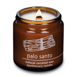 Hemlock Park Crackling Wood Wick Candle Handcrafted with Natural Coconut Wax (Small 4 oz, Palo Santo)