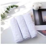 BonjourMrsMr Ladies Womes White Embroidery Cotton Handkerchiefs Wedding Hankies Scalloped 3PCS