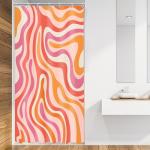 LIGHTINHOME Small Stall Modern Abstract Shower Curtain 36Wx72H Inches Pink Orange Groovy Aesthetic Cute 70s Retro Swirl Narrow Bathroom Curtain Fabric Waterproof Polyester Home Decor Set with Hooks