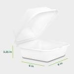 Freshware Clamshell Food Containers with Lids [6x6 50-Pack] Disposable To Go Containers, Biodegradable Sugarcane To Go Boxes - Paper Container - Microwave & Freezer Safe, Stackable