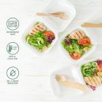 Freshware Clamshell Food Containers with Lids [6x6 50-Pack] Disposable To Go Containers, Biodegradable Sugarcane To Go Boxes - Paper Container - Microwave & Freezer Safe, Stackable