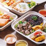 Freshware Clamshell Food Containers with Lids [6x6 50-Pack] Disposable To Go Containers, Biodegradable Sugarcane To Go Boxes - Paper Container - Microwave & Freezer Safe, Stackable