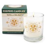 Vanilla Delight Scented Candle Jar by Keepers Candles - 40 Hour Burn, 7oz Soy Wax, 10oz Reusable Glass - Floral Collection - Gift Box - Decorative Design - Aromatherapy
