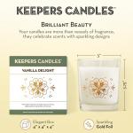 Vanilla Delight Scented Candle Jar by Keepers Candles - 40 Hour Burn, 7oz Soy Wax, 10oz Reusable Glass - Floral Collection - Gift Box - Decorative Design - Aromatherapy