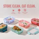 Ello Duraglass 3.4 Cup Meal Prep Sets 10Pc, 5 Pack Set- Glass Food Storage Container with Silicone Sleeve and Airtight BPA-Free Plastic Lids, Dishwasher, Microwave, and Freezer Safe, Melon